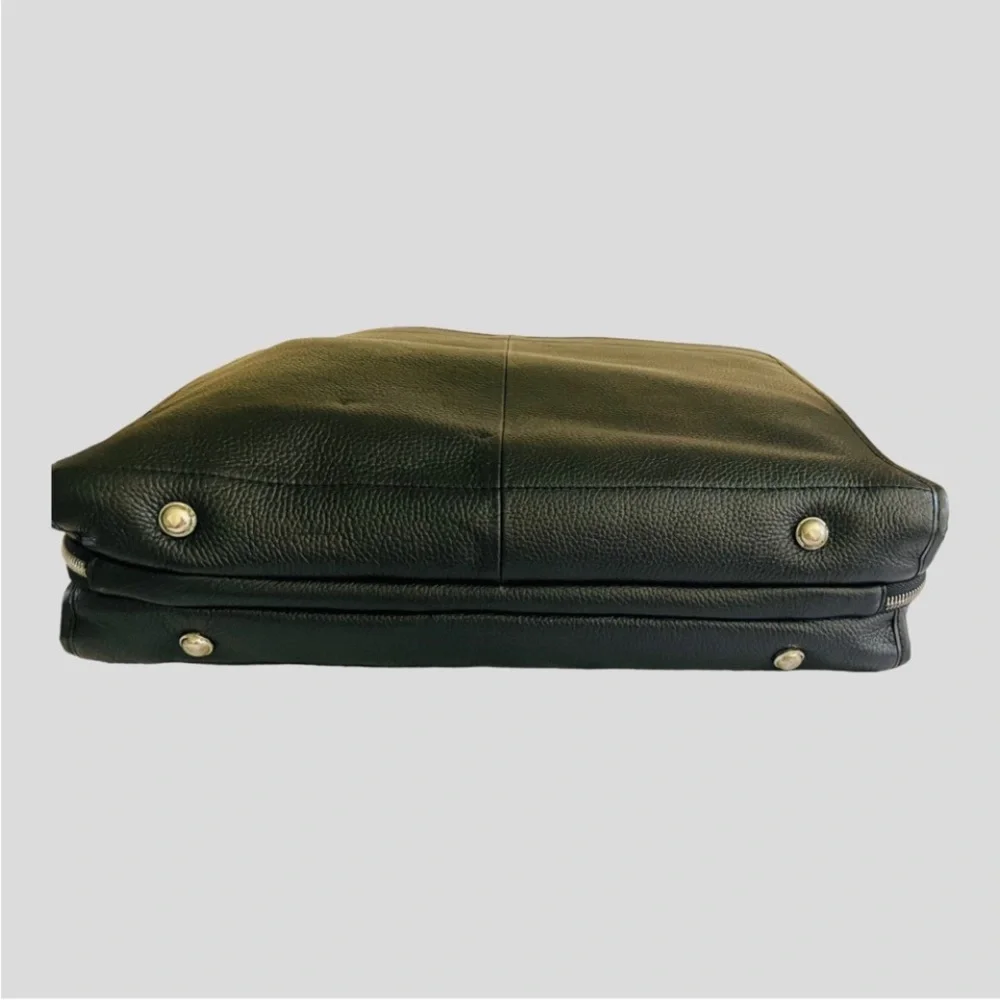 GIORGIO ARMANI BLACK Briefcase Computer Travel Fine Saffiano Leather Bag